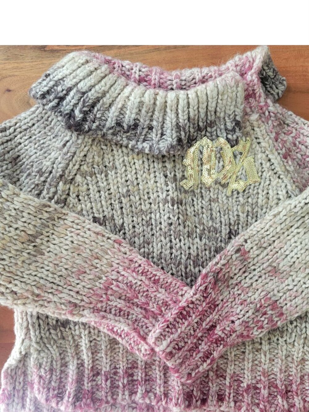 Y2K Miss Sixty Ombre Beige Pink Wool Knit Sweater Turtleneck Made in Italy 4Y